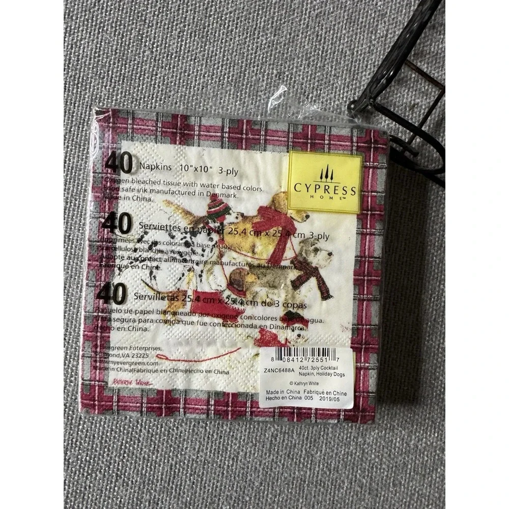 Metal Cocktail Napkin Holder With Christmas Dog Napkins